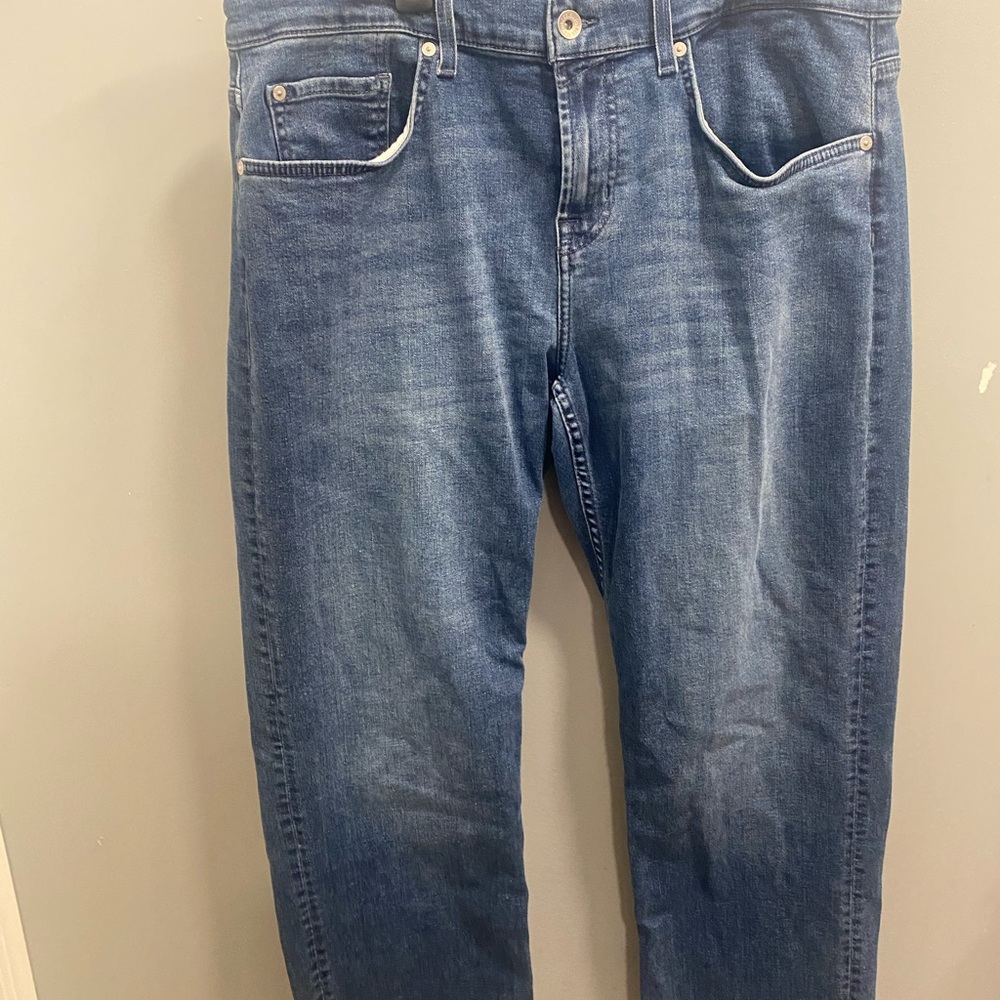 7 For All Mankind Men's Jeans 34 Slimmy Luxe Performance Dark Wash Stretch Blue